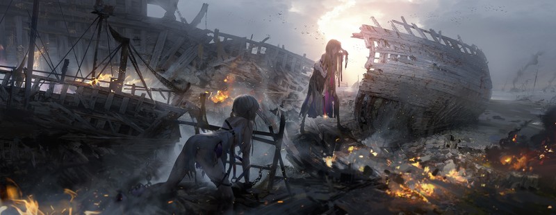 science fiction, city, machine, ruins