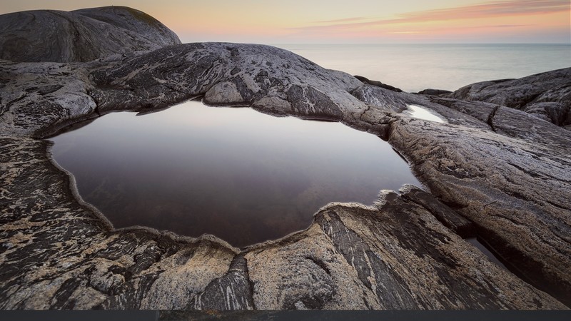 nature, landscape, clouds, rocks, water, sky, sunset, reflection, Sweden