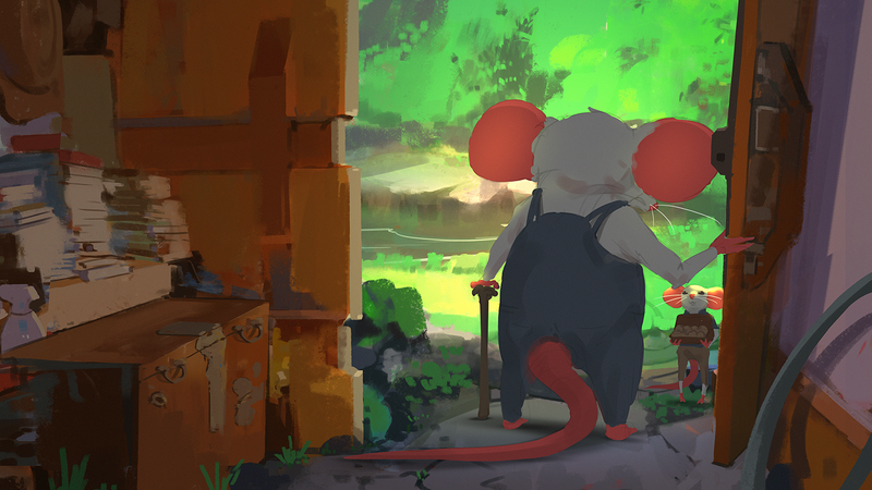 digital art, artwork, mice, mouse ears, fantasy art, Atey Ghailan