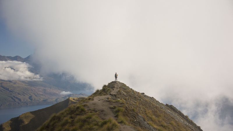 mountains, fog, clouds, loneliness, freedom, 4k