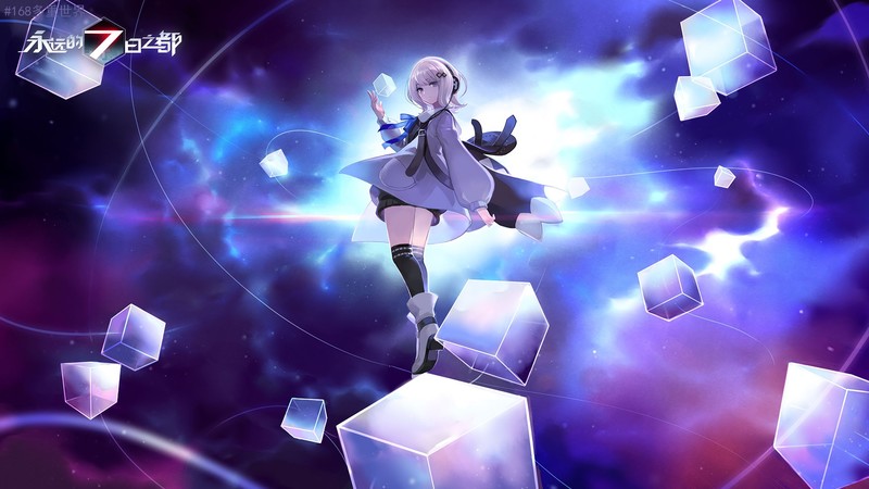 Forever 7th Capital, anime, cube, 3D Blocks, space, wind
