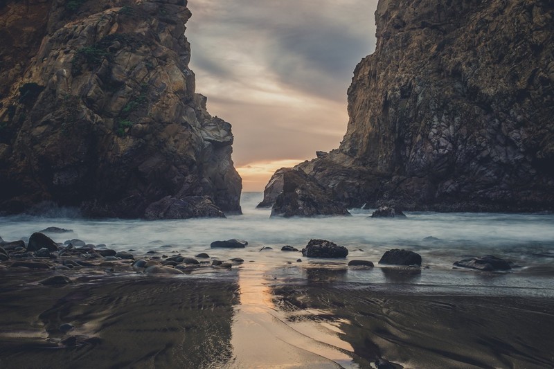 Pfeiffer Beach, landscape, rocks, USA, beach, nature, sky, water, shore