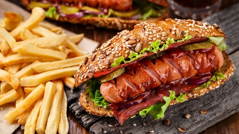 sausage, food, Fries, hot dogs
