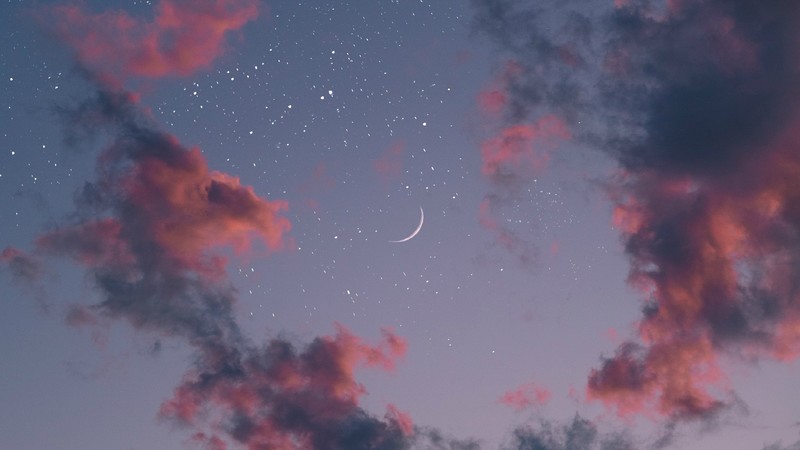 nature, stars, sky, clouds, Moon