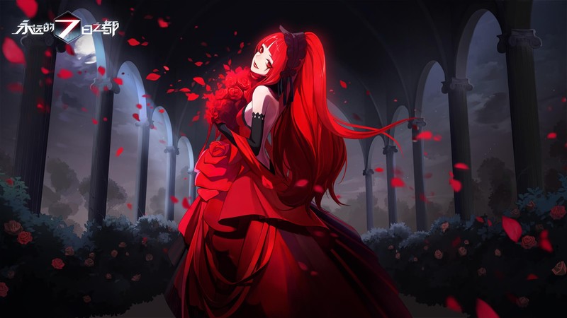 Forever 7th Capital, anime, fantasy girl, redhead, long hair, red eyes, anime girls