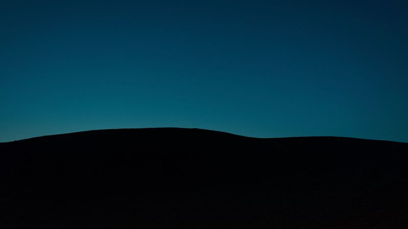 hill, night, horizon, dark, minimalism, 4k