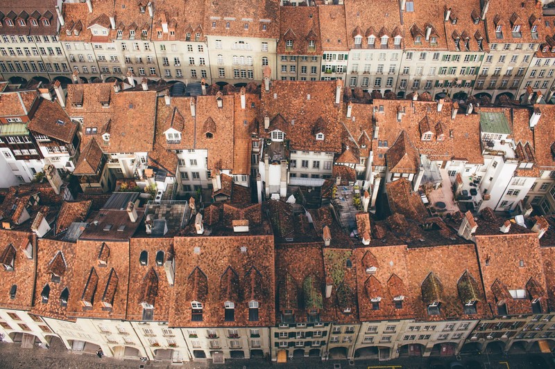 aerial view, Bern, Switzerland, rooftops, top view