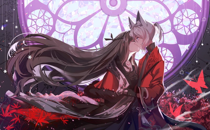 anime girls, Forever 7th Capital, kissing, anime