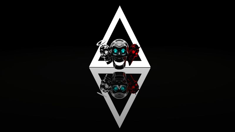 skulls, angel, demon, rhombus, 4k