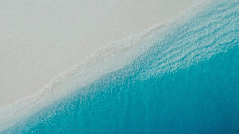 nature, water, sea, beach, aerial view, sand, waves, minimalism, turquoise