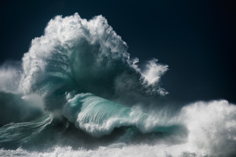 nature, water, sea, waves, storm, sky, Luke Shadbolt, clear sky