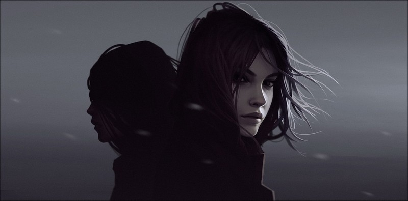dark, women, looking at viewer