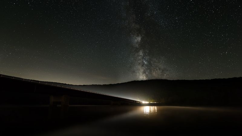 milky way, fog, starry sky, stars, night, 4k