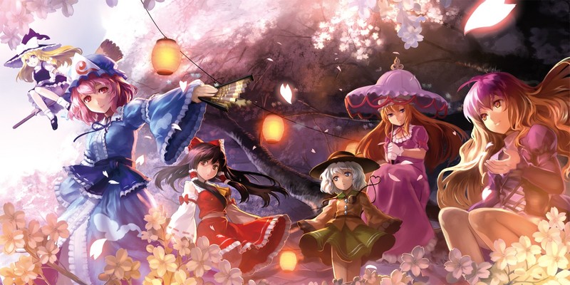 Touhou, Hakurei Reimu, anime girls, lantern, colorful