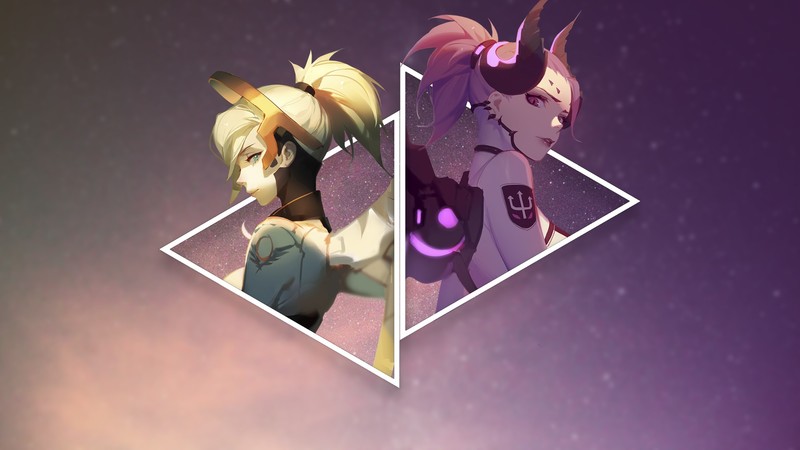 Overwatch, Mercy (Overwatch), horns, blonde, PC gaming