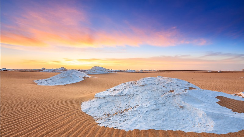 nature, landscape, sky, clouds, dunes, Sand Ripples, sunset, horizon, desert, Africa, Sahara, Egypt