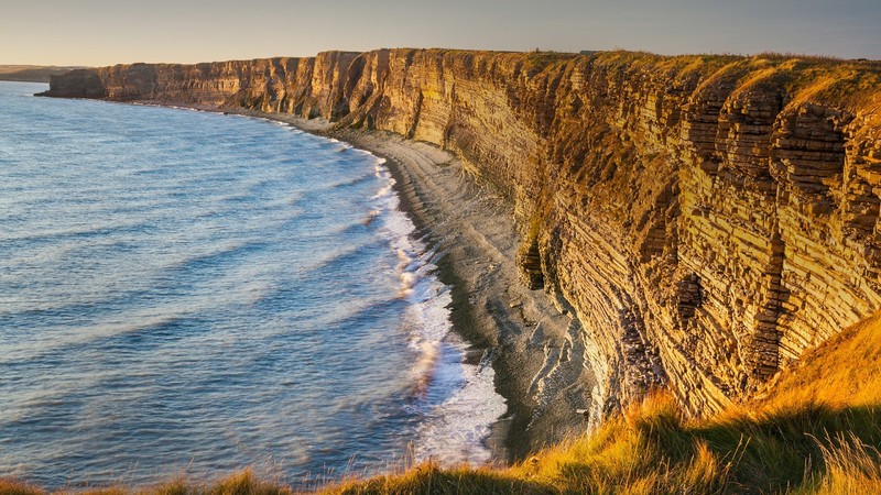 nature, landscape, sky, sea, water, sand, mountains, sunset, drone photo, aerial view, coast, Wales, UK