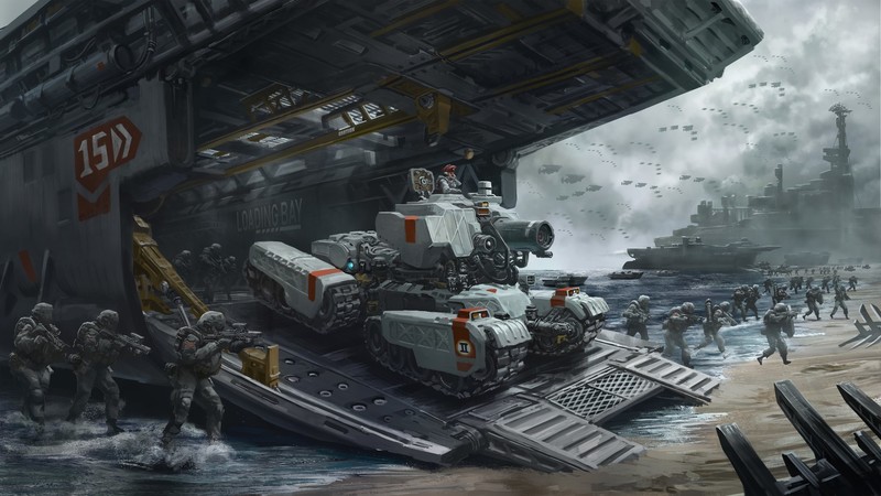 science fiction, futuristic, concept art, military, tank