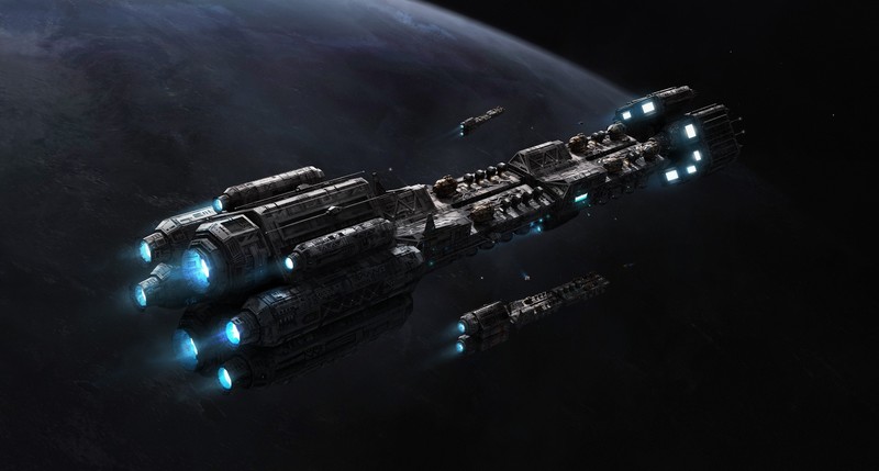 space, spaceship, space shuttle, planet, stars, dark, science fiction, flying