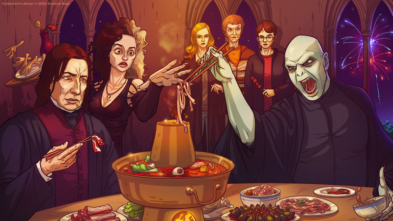 Harry Potter, Lord Voldemort, artwork, Bellatrix Lestrange, Severus Snape