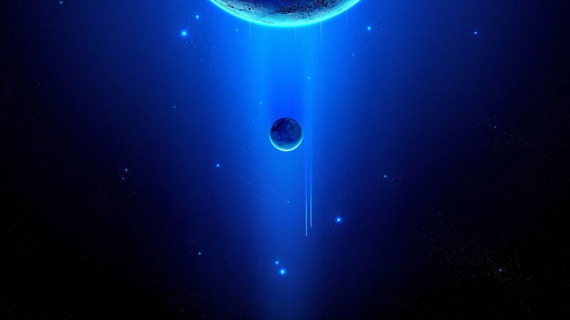 space, 3D, planet, stars, blue, space art, digital art