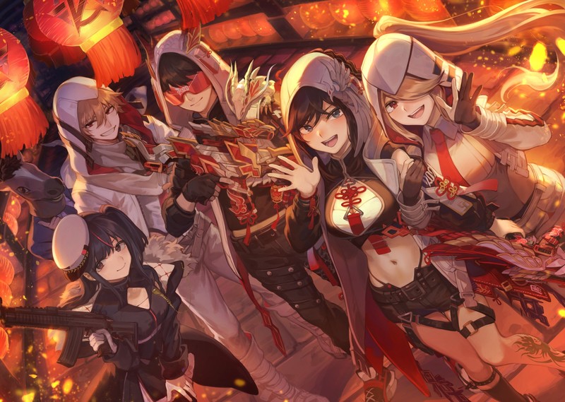 anime, anime girls, fantasy girl, machine gun, weapon