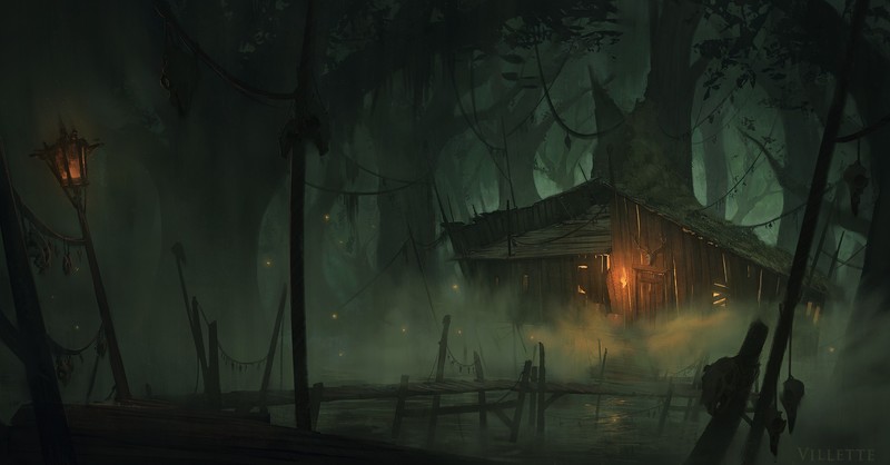 digital, ancient, fantasy art, artwork, swamp, trees