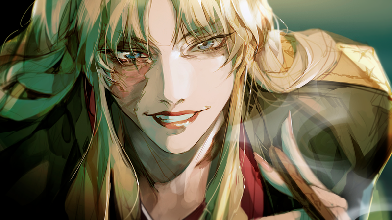 anime, anime girls, Balalaika, Black Lagoon, blond hair, smiling, blue eyes, scars, smoking, 2D, fan art