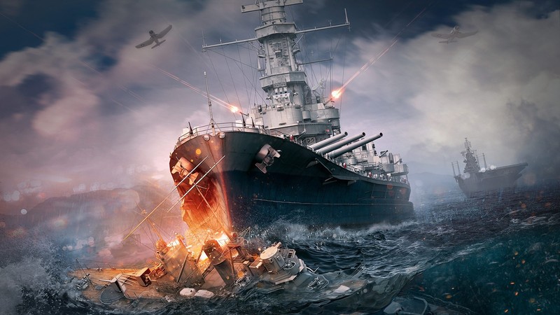 World of Warships, video games, ship, aircraft, storm, sea, water, weapon, airplane, clouds, battle