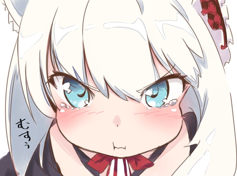 Hammann (Azur Lane), aqua eyes, blush, tears, white hair, Azur Lane
