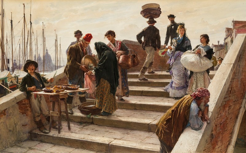 Venice, artwork, people, classic art, classical art, 1876 (Year), Ludwig Passini