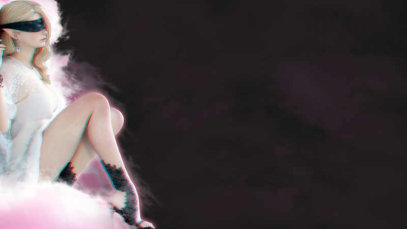 fantasy girl, fantasy art, women, pink, chromatic aberration, legs, blonde, haneto