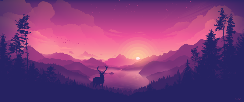 digital, vector, sky, nature, deer, animals, digital art