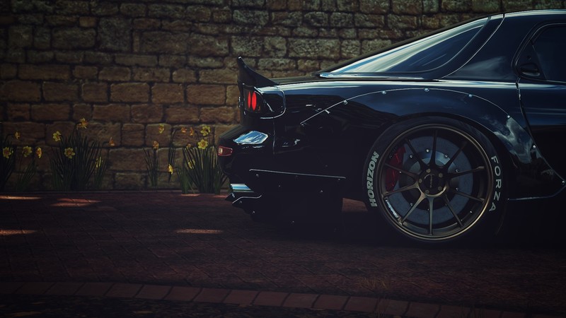 Mazda, Mazda RX-7, Rocket Bunny, Forza Horizon 4, car, video games, Mazda RX-7 FD, bolt-on fender flares, side view, tuning