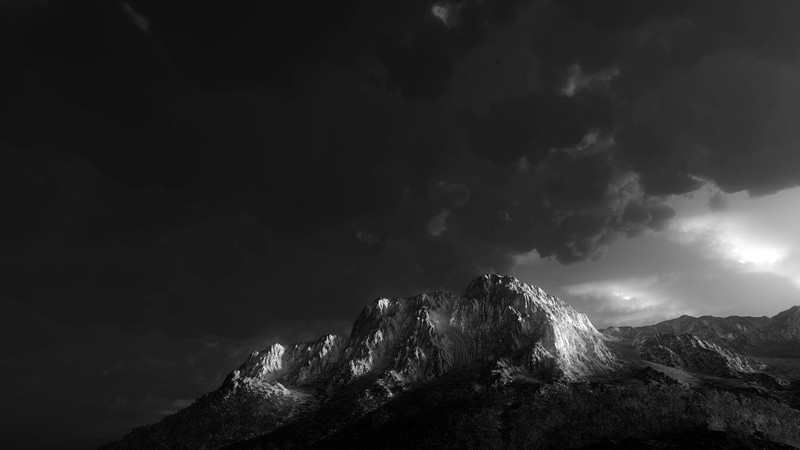 snowy peak, mountains, dark, landscape, nature, photography, monochrome, light and shadow