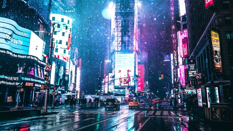 city lights, night city, buildings, street, architecture, 4k