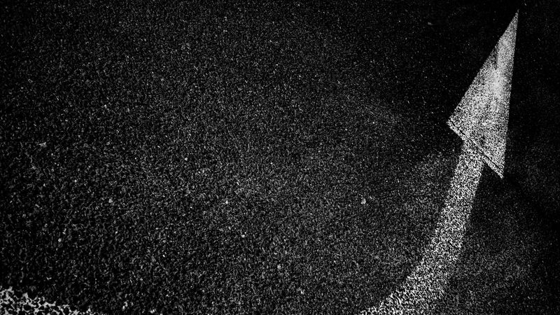 arrow, asphalt, bw, paint, marking, 4k