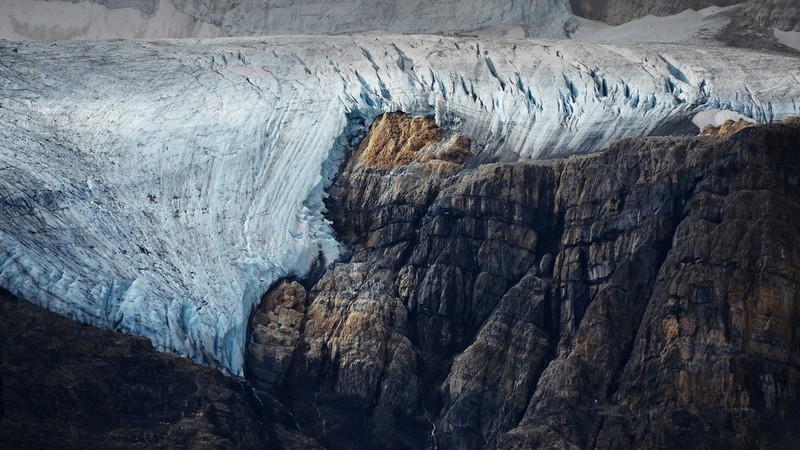 glacier, rocks, mountains, river, ice, cliff, Alberta, Canada, Athabasca Glacier