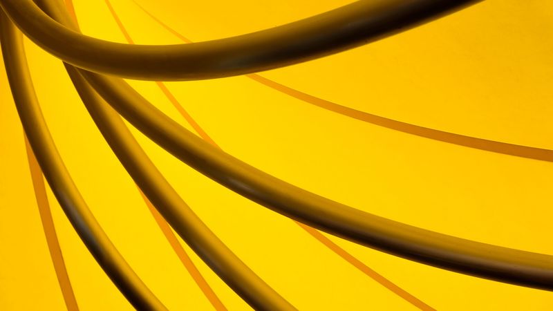 tube, yellow, shape, bends, 4k