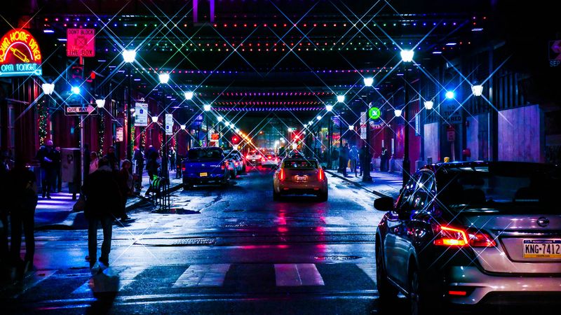 night city, street, traffic, lights, illumination, 4k