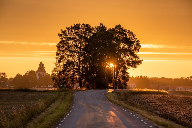 Sweden, road, sunlight, asphalt, sky