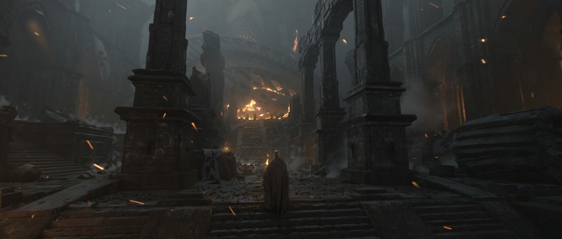 Florent Lebrun, ruins, fire, knight