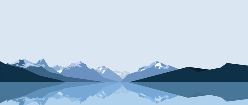 mountains, artwork, minimalism, lake, digital art