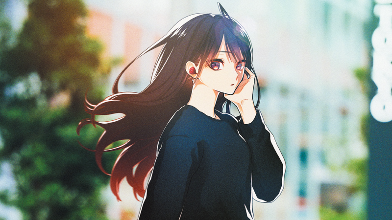anime, anime girls, long hair, brunette