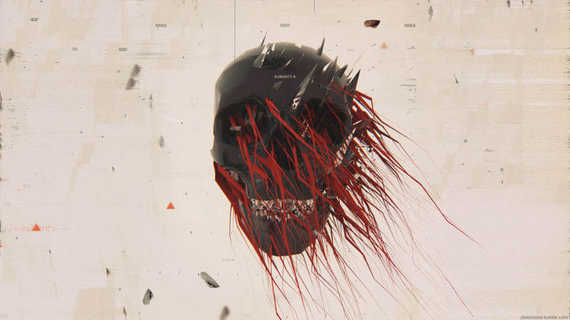 glitch art, 3D Abstract, skull, digital art, artwork, 3D