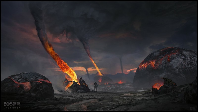 Mass Effect, concept art, digital art, meteorite