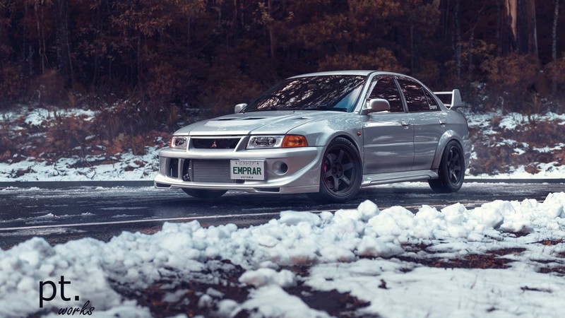 Mitsubishi Lancer EVO, Mitsubishi Evolution, Mitsubishi Lancer, JDM, Japanese cars, Mitsubishi, silver cars, snow, road, car, vehicle, trees, outdoors