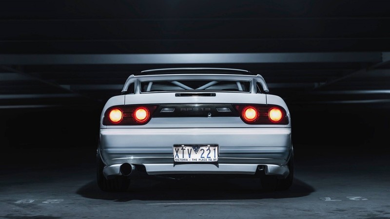Nissan Silvia S13, Nissan 200SX, nissan silvia, Nissan, Japanese cars, JDM, white cars, rear view, sports car, car, vehicle, night, numbers, taillights