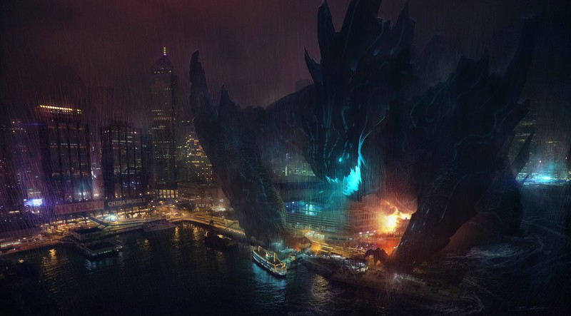digital, creature, city, lights, Bastien Grivet