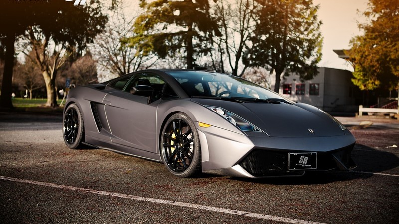 Lamborghini, car, vehicle, road, asphalt, trees, nature, silver